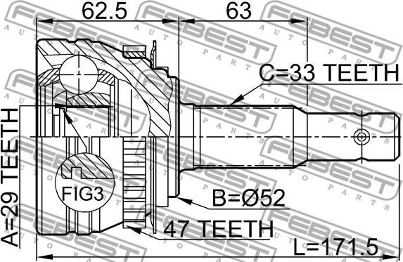 Febest 1110-ESPA47 - Kit giunti, Semiasse www.autoricambit.com