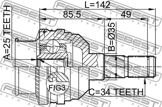 Febest 1811-5003 - Kit giunti, Semiasse www.autoricambit.com