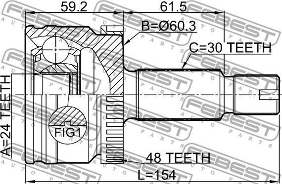 Febest 1210-D7A2WA48 - Kit giunti, Semiasse www.autoricambit.com