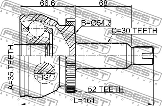 Febest 1210-DMA52 - Kit giunti, Semiasse www.autoricambit.com