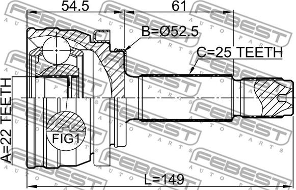 Febest 1210-H517 - Kit giunti, Semiasse www.autoricambit.com