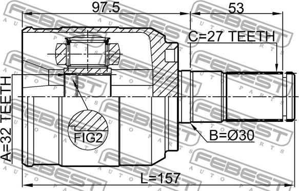 Febest 1211-D7AT2WD - Kit giunti, Semiasse www.autoricambit.com