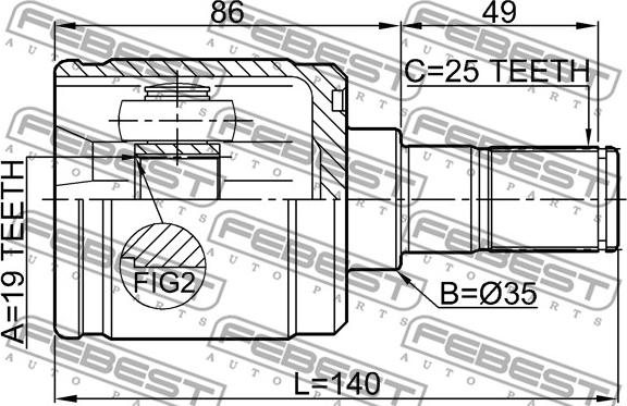 Febest 1211-GET11 - Kit giunti, Semiasse www.autoricambit.com