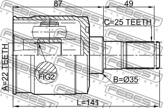 Febest 1211-GETMT - Kit giunti, Semiasse www.autoricambit.com