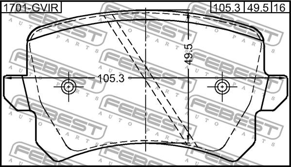 Febest 1701-GVIR - Kit pastiglie freno, Freno a disco www.autoricambit.com