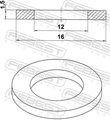 Febest 88430-121615A - Anello di tenuta, vite di scarico olio www.autoricambit.com