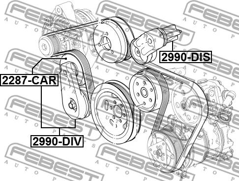 Febest 2990-DIS - Tendicinghia, Cinghia Poly-V www.autoricambit.com