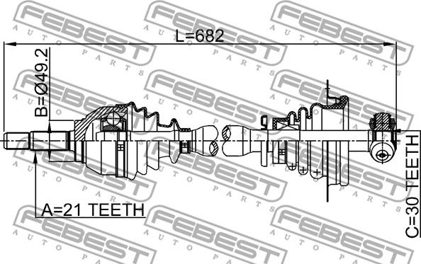 Febest 2414-LOGLH - Albero motore/Semiasse www.autoricambit.com