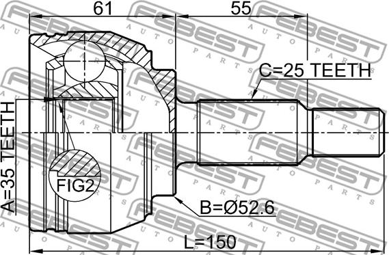 Febest 2410-DUSTAWD - Kit giunti, Semiasse www.autoricambit.com