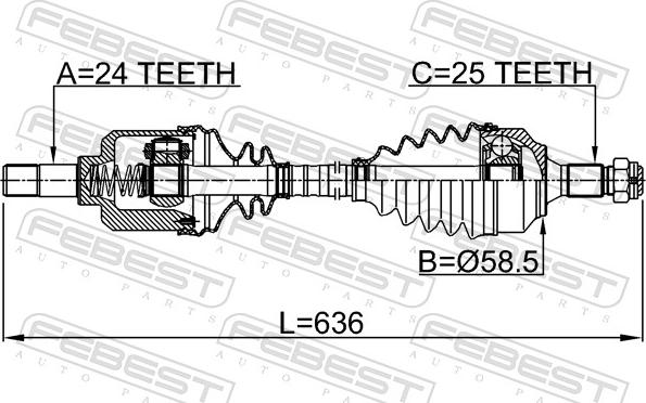 Febest 2514-B7MTLH - Albero motore/Semiasse www.autoricambit.com