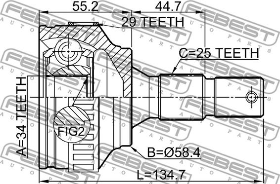 Febest 2510-306A29 - Kit giunti, Semiasse www.autoricambit.com