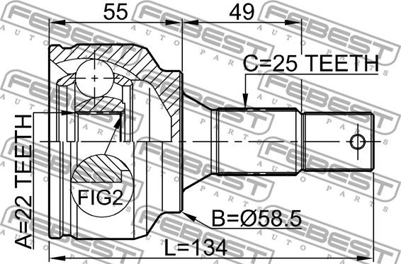 Febest 2510-30716 - Kit giunti, Semiasse www.autoricambit.com