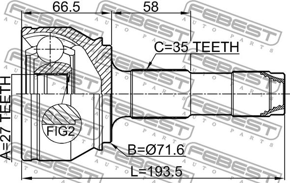 Febest 2510-BOX3TD - Kit giunti, Semiasse www.autoricambit.com