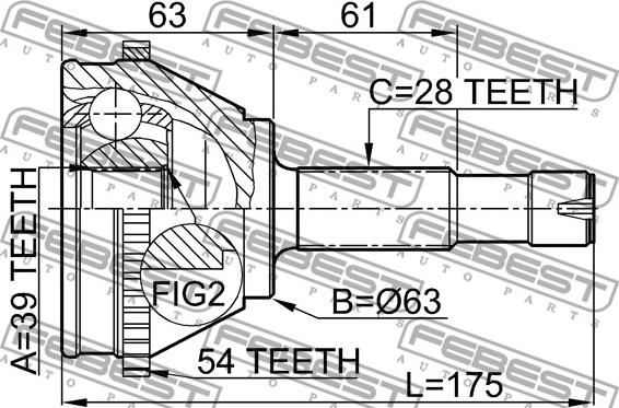 Febest 2510-BOXA54 - Kit giunti, Semiasse www.autoricambit.com