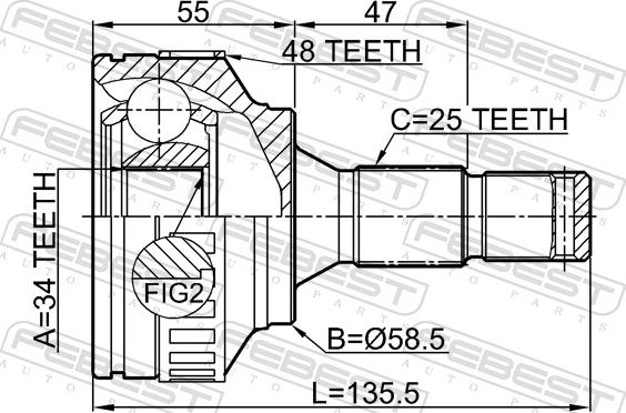 Febest 2510-M59A48 - Kit giunti, Semiasse www.autoricambit.com