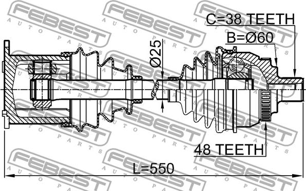 Febest 2114-GAL - Albero scorrevole, Differenziale www.autoricambit.com