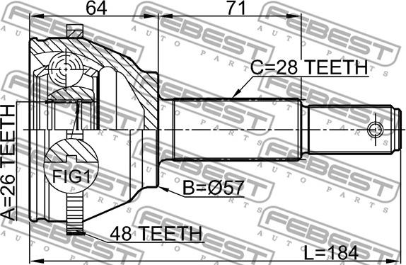 Febest 2110-FYA48 - Kit giunti, Semiasse www.autoricambit.com