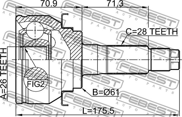 Febest 2110-TKE - Kit giunti, Semiasse www.autoricambit.com