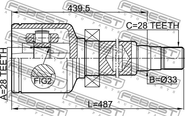 Febest 2111-AWF21RH - Kit giunti, Semiasse www.autoricambit.com