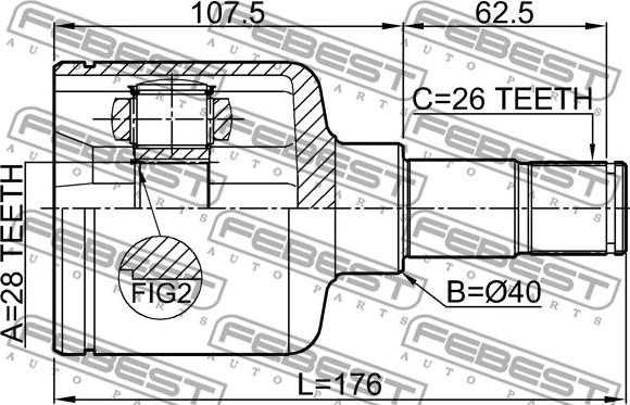 Febest 2111-CA220LH - Kit giunti, Semiasse www.autoricambit.com