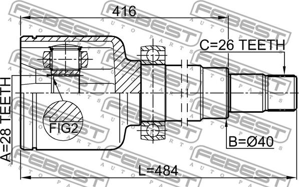 Febest 2111-CA220RH - Kit giunti, Semiasse www.autoricambit.com