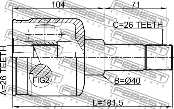 Febest 2111-FY26LH - Kit giunti, Semiasse www.autoricambit.com