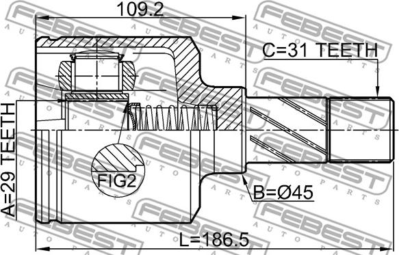 Febest 2811-DUCLH - Kit giunti, Semiasse www.autoricambit.com