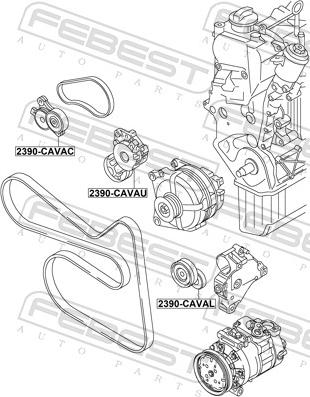 Febest 2390-CAVAC - Tendicinghia, Cinghia Poly-V www.autoricambit.com