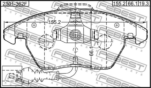 Febest 2301-362F - Kit pastiglie freno, Freno a disco www.autoricambit.com