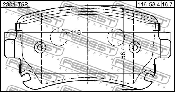 Febest 2301T5R - Kit pastiglie freno, Freno a disco www.autoricambit.com