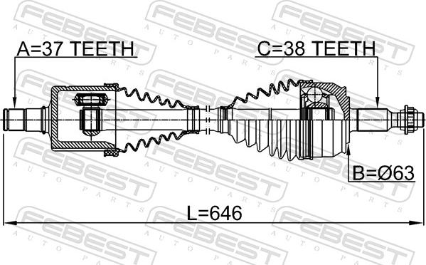 Febest 2314-T6ATLH - Albero motore/Semiasse www.autoricambit.com