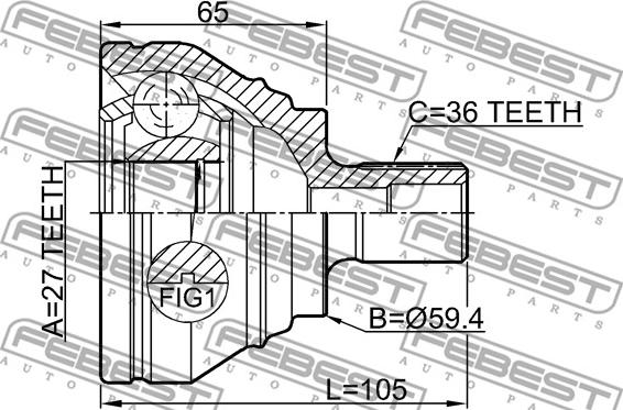 Febest 2310-B6 - Kit giunti, Semiasse www.autoricambit.com