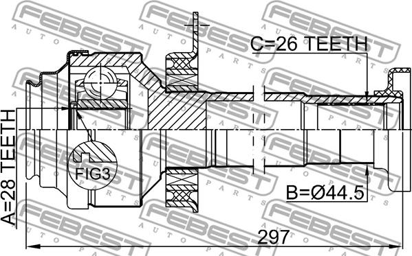 Febest 2311-T5RH - Kit giunti, Semiasse www.autoricambit.com