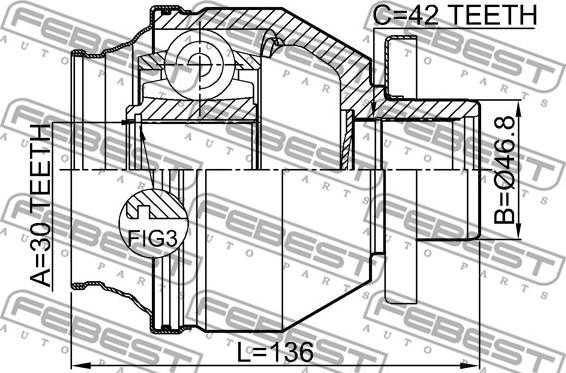 Febest 2311-T6MTLH - Kit giunti, Semiasse www.autoricambit.com