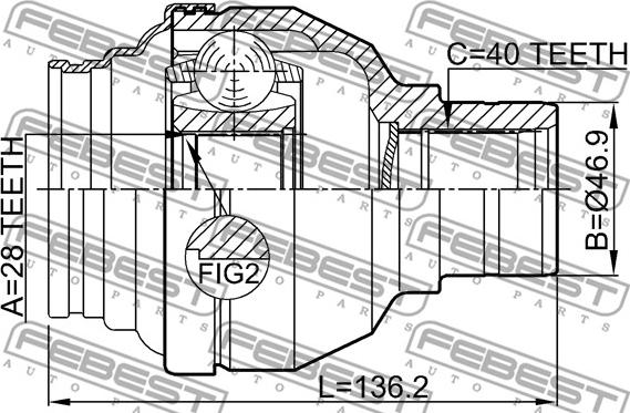 Febest 2311-TMT - Kit giunti, Semiasse www.autoricambit.com