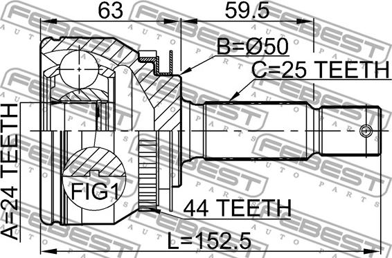 Febest 2210-CER20A44 - Kit giunti, Semiasse www.autoricambit.com