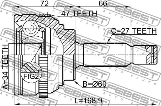 Febest 2210-MAGA47 - Kit giunti, Semiasse www.autoricambit.com