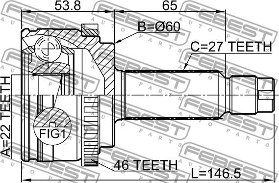 Febest 2210-SOULA46 - Kit giunti, Semiasse www.autoricambit.com