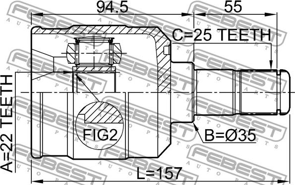 Febest 2211-CERAT - Kit giunti, Semiasse www.autoricambit.com