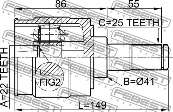 Febest 2211-CERII16 - Kit giunti, Semiasse www.autoricambit.com