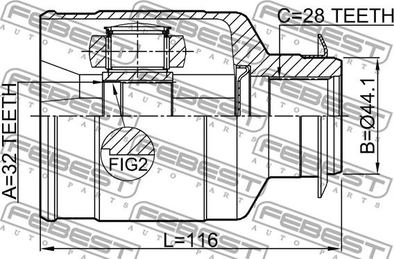 Febest 2211-D9A64WRH - Kit giunti, Semiasse www.autoricambit.com