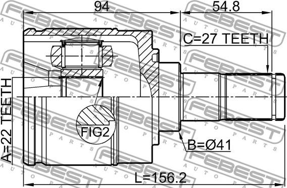 Febest 2211-EDLH - Kit giunti, Semiasse www.autoricambit.com