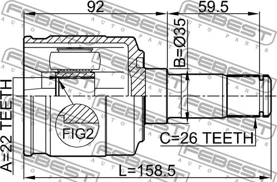 Febest 2211-SPAMTLH - Kit giunti, Semiasse www.autoricambit.com