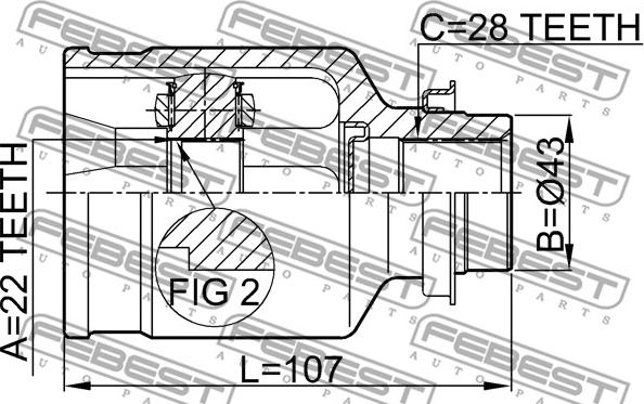 Febest 2211-SPARH - Kit giunti, Semiasse www.autoricambit.com