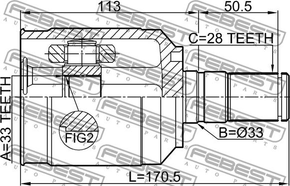 Febest 2211-XM12LH - Kit giunti, Semiasse www.autoricambit.com