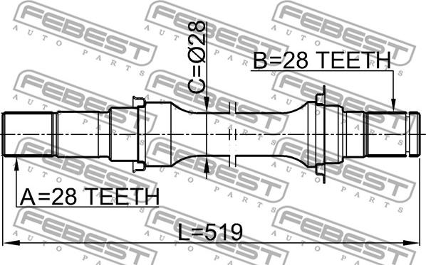 Febest 2212-CAR - Albero motore/Semiasse www.autoricambit.com