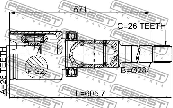 Febest 2711-S80AWDTRH - Kit giunti, Semiasse www.autoricambit.com