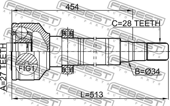 Febest 2711-XC60S6RH - Kit giunti, Semiasse www.autoricambit.com