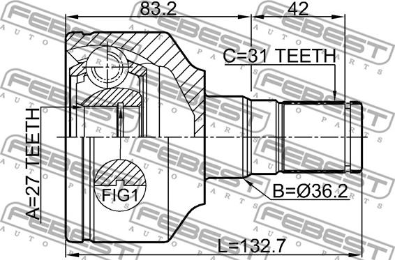 Febest 2711-XC70LH - Kit giunti, Semiasse www.autoricambit.com