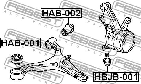 Febest HAB-002 - Silent Block, Supporto Braccio Oscillante www.autoricambit.com